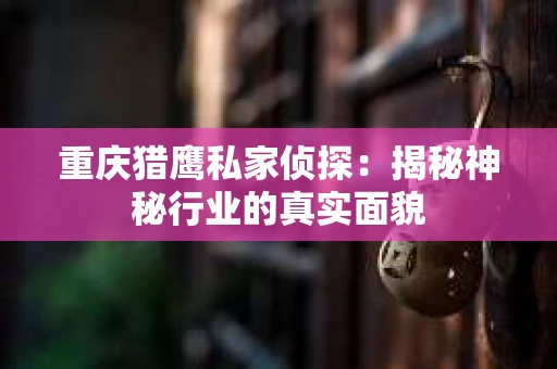 重庆猎鹰私家侦探：揭秘神秘行业的真实面貌